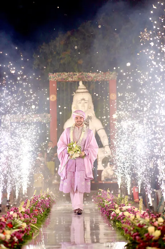 Groom entry with sparklers
